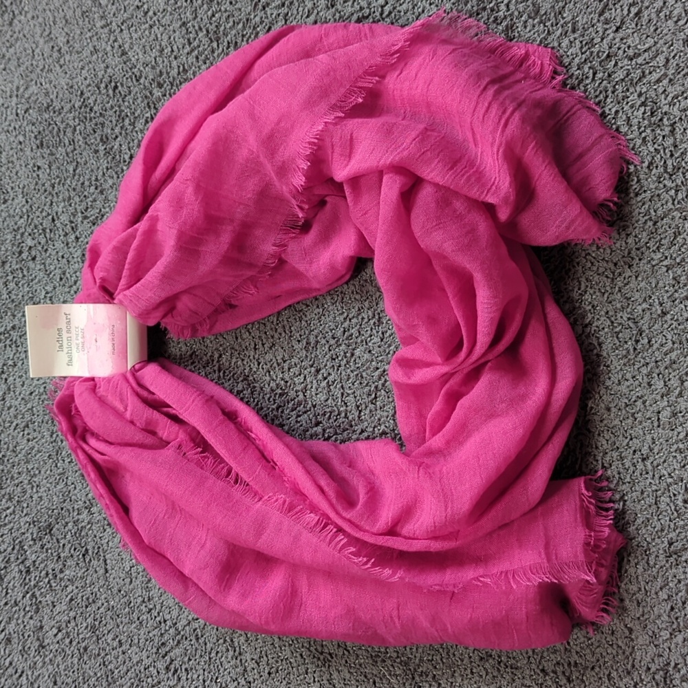 Hot Pink Fringe Scarf
